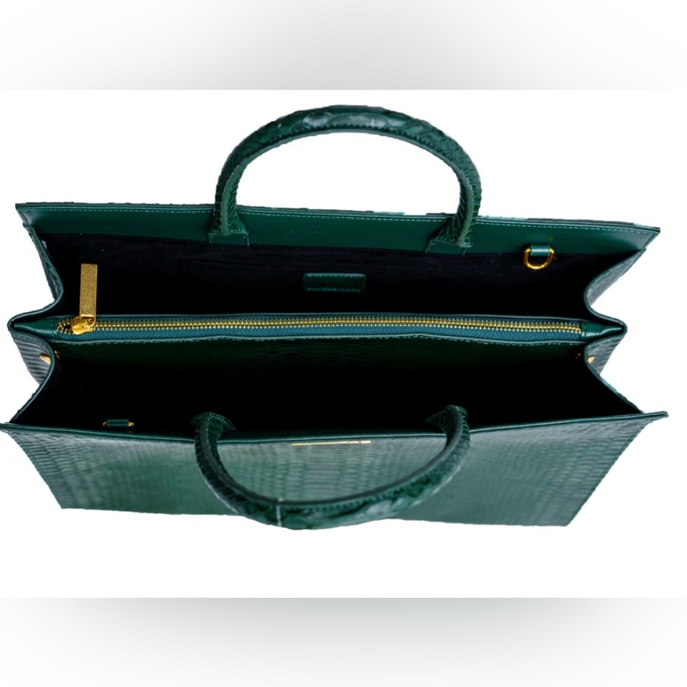 KLASSICKLOTH BOUID 34 Laptop Bag Dark Green Leather Removable Clutch AUTHENTIC - Picture 4 of 11